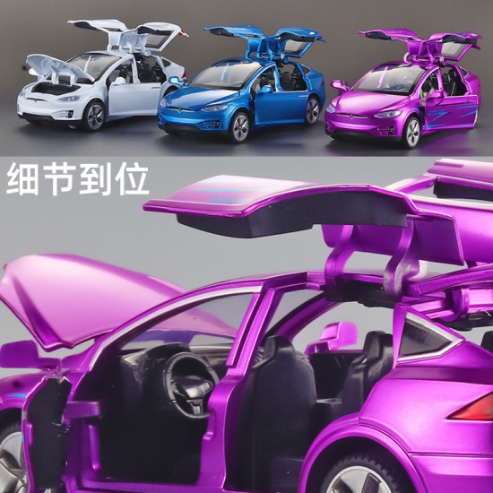 1:32 simulated Tesla modelX model alloy car model door opening sound and light pull back children's toys cross-border wholesale