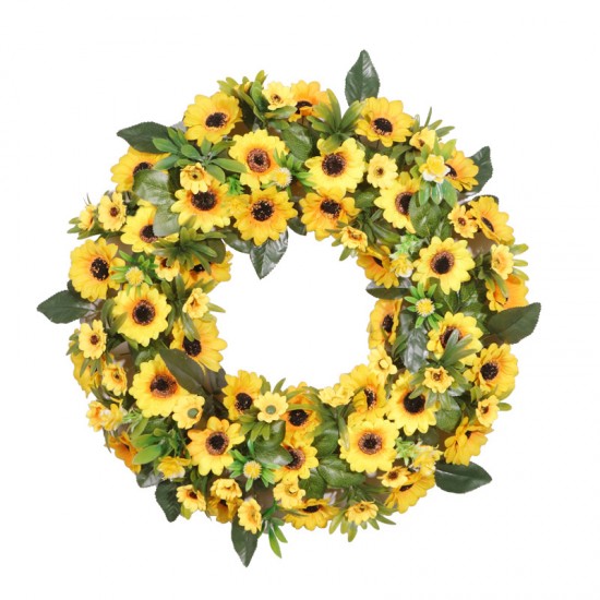 Amazon pastoral style 50cm sunflower artificial flower garland horn garland shopping mall spring decorations