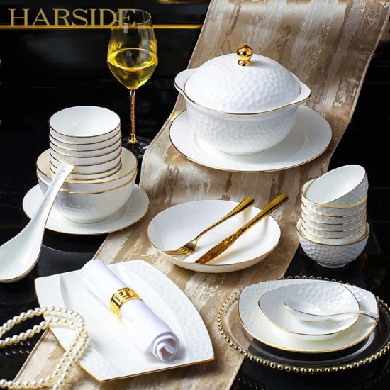 Jingdezhen ceramic tableware bone porcelain Northern European alien dishes set high -end gold side dishes wholesale retail