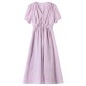 2023 new summer style plain color elegant temperament French high-end comfortable simple lady mid-length dress